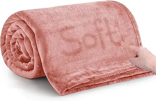 Rooms Sherpa Fleece Throw Blanket - Microfiber Fluffy Thick Blankets for Bed and Sofas Baby Pink